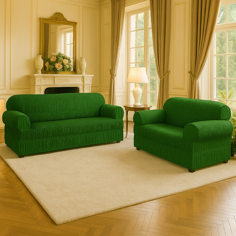 Jogo de Capa de Sofá de 3 e 2 Lugares com 25 Elásticos – Tecido Ultra Resistente em Malha Gel Ajustável