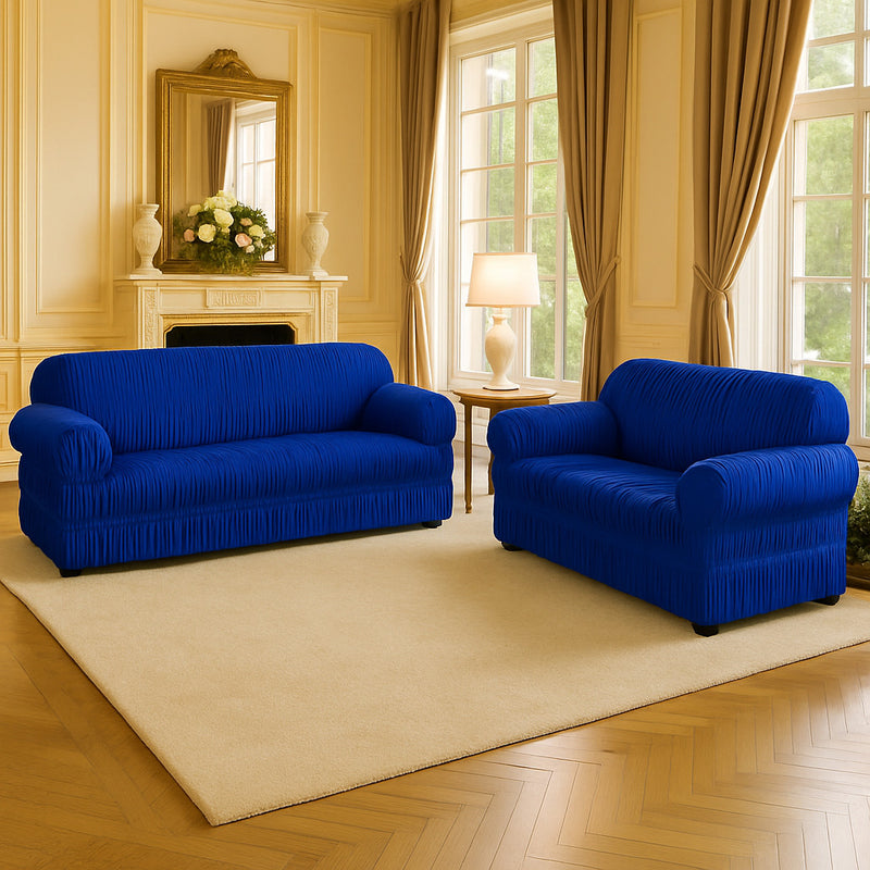 Jogo de Capa de Sofá de 3 e 2 Lugares com 25 Elásticos – Tecido Ultra Resistente em Malha Gel Ajustável