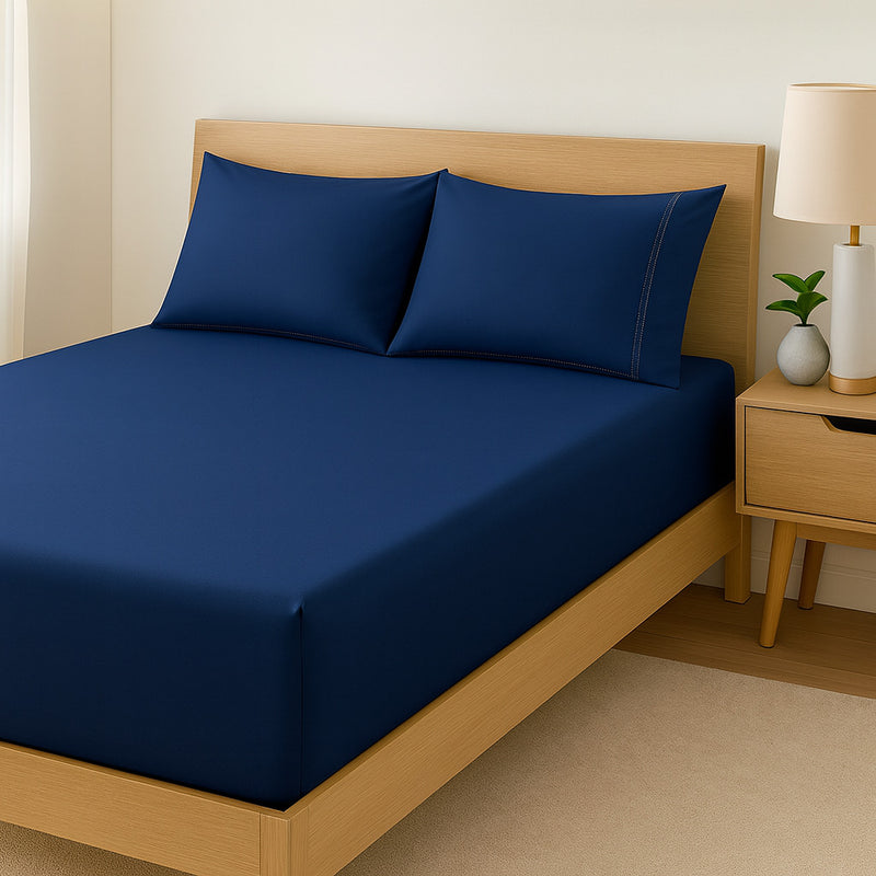 Jogo de Cama Casal e Queen Percal 400 Fios – Jogo de Lençol Macio com Fronhas