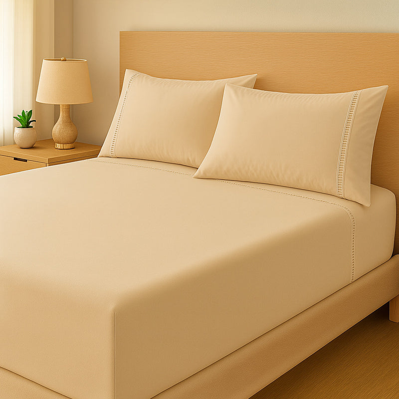 Jogo de Cama Casal e Queen Percal 400 Fios – Jogo de Lençol Macio com Fronhas