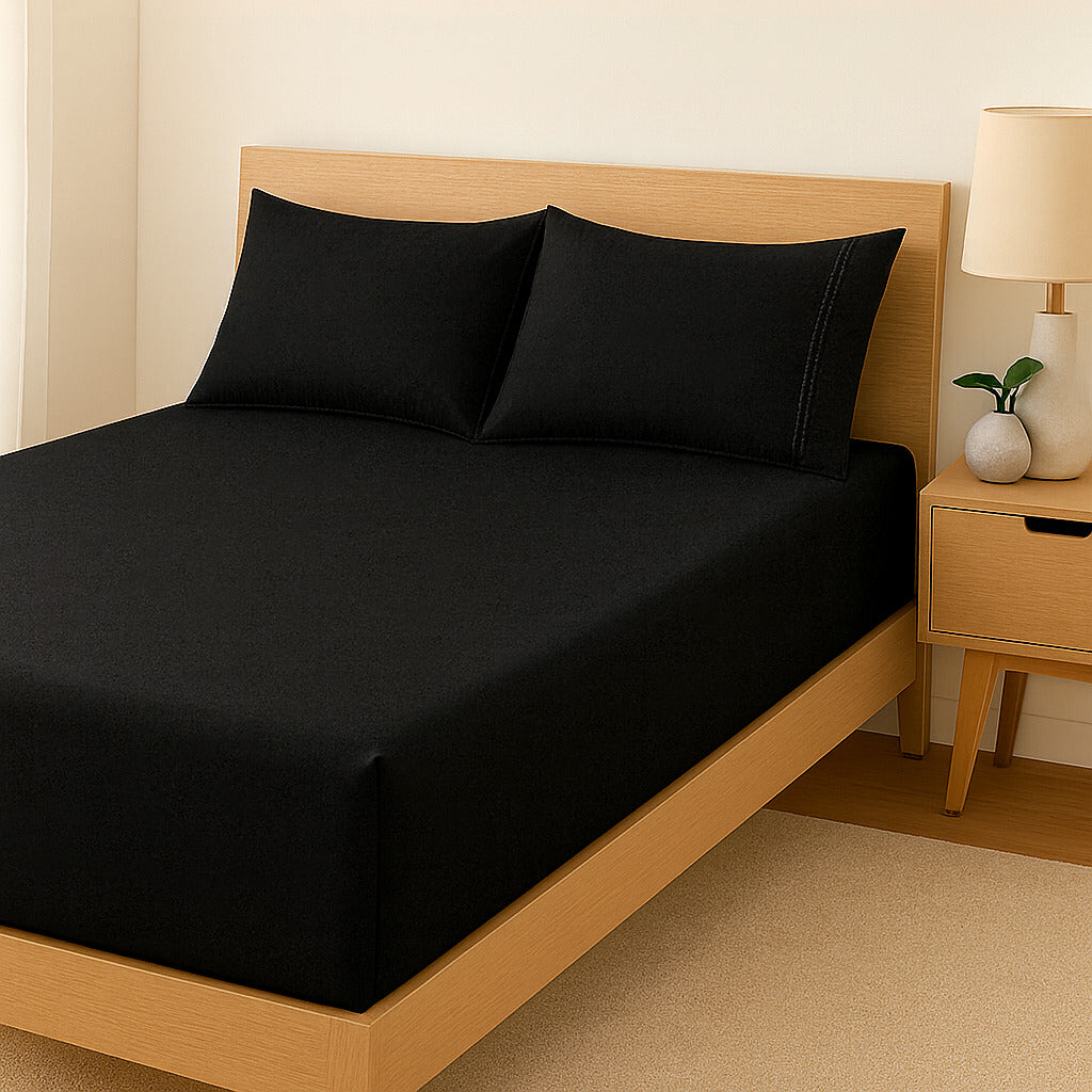 Jogo de Cama Casal e Queen Percal 400 Fios – Jogo de Lençol Macio com Fronhas