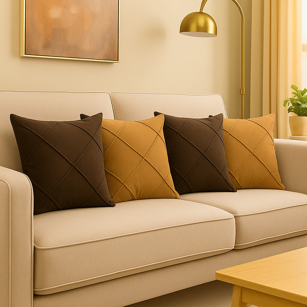 Kit 4 Almofadas Cheias em Suede Drapeada 45x45cm Decorativas – Conforto e Estilo para sua Sala