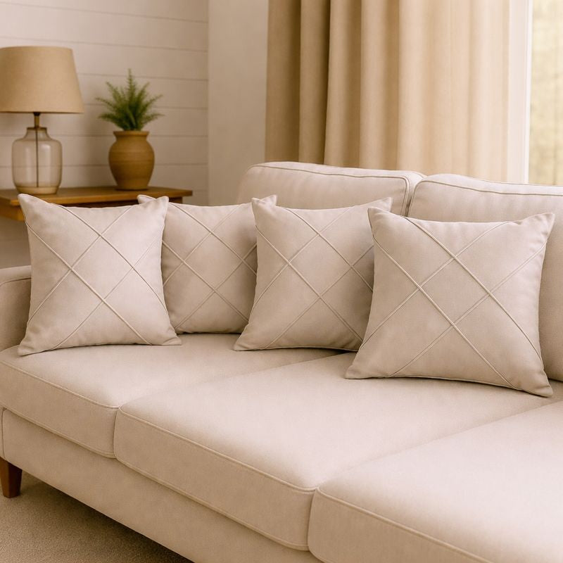 Kit 4 Capas de Almofadas 45x45cm Drapeadas em Suede – Toque Macio para Sala e Quarto