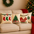 Kit 4 Almofadas Capas Personalizadas Natal Estampa Premium Decoração Para Sala e Ambiente Alegre