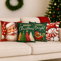 Kit 4 Almofadas Capas Personalizadas Natal Estampa Premium Decoração Para Sala e Ambiente Alegre