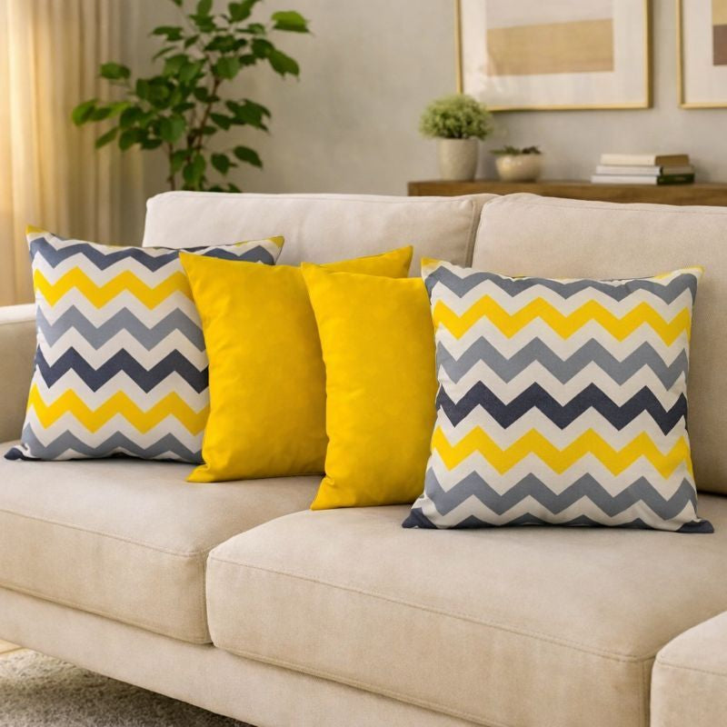 Kit 4 Almofadas Decorativas Estampadas Modernas 50x50 com Enchimento Incluso