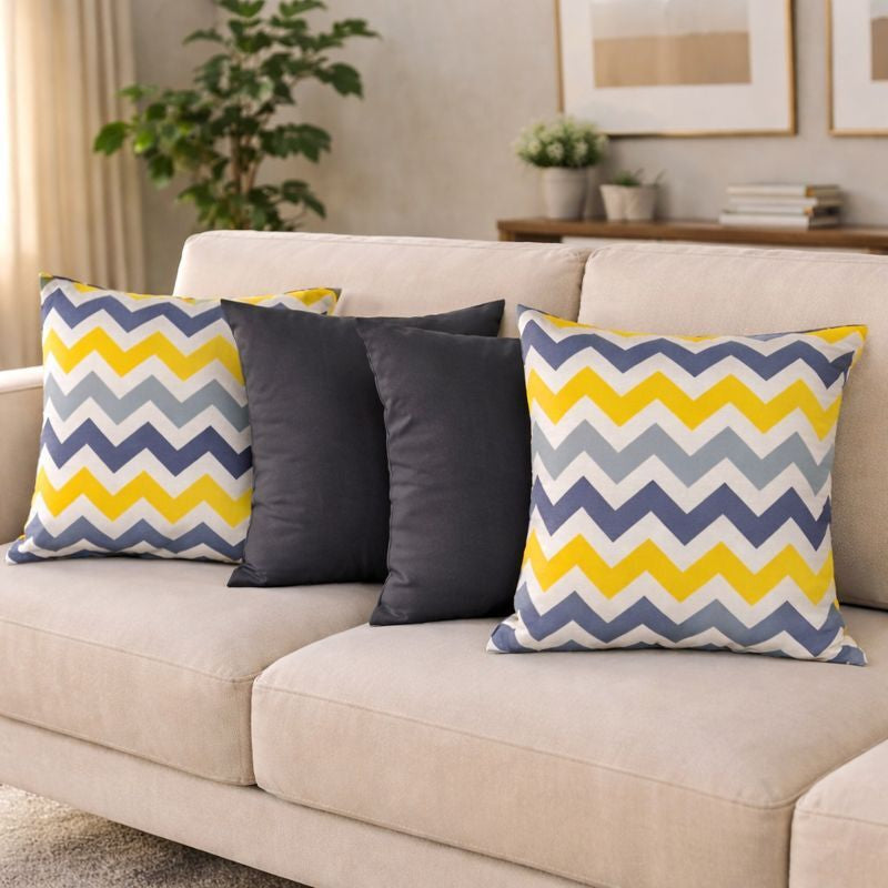Kit 4 Almofadas Decorativas Estampadas Modernas 50x50 com Enchimento Incluso