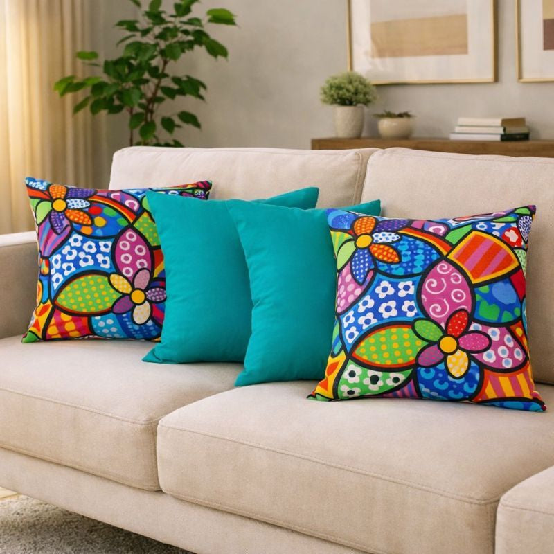Kit 4 Almofadas Decorativas Estampadas Modernas 50x50 com Enchimento Incluso