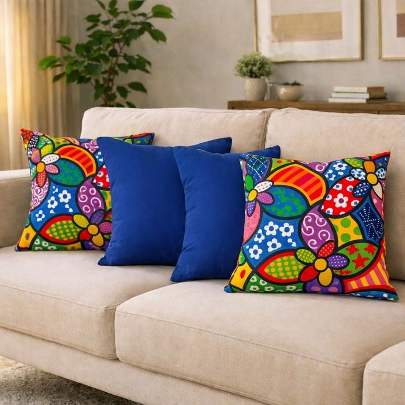 Kit 4 Almofadas Decorativas Estampadas Modernas 50x50 com Enchimento Incluso