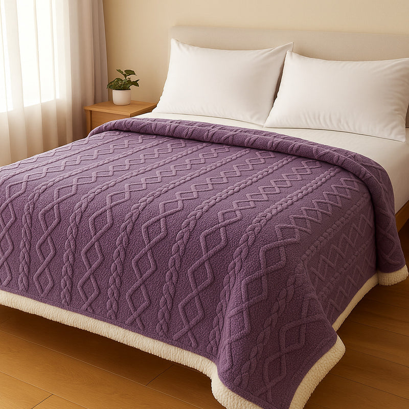 Manta Casal Canelada com Sherpa Glamour 2,20 x 1,90 – Super Macia e Aconchegante