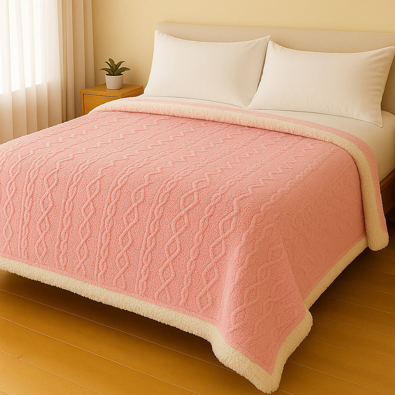 Manta Casal Canelada com Sherpa Glamour 2,20 x 1,90 – Super Macia e Aconchegante