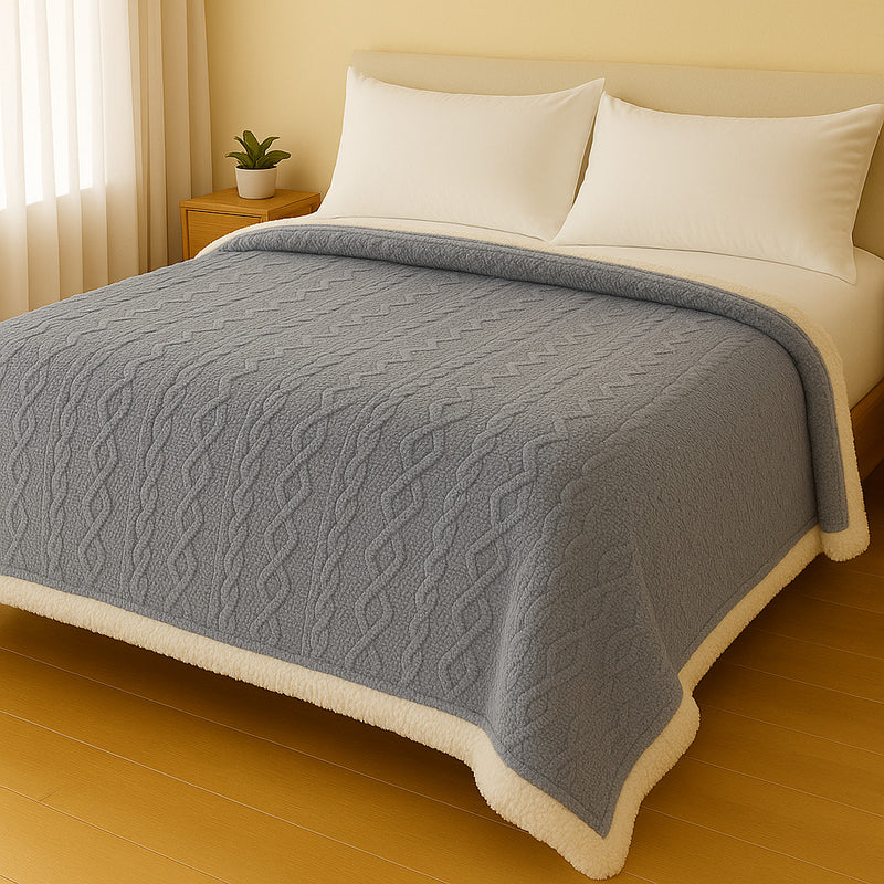 Manta Casal Canelada com Sherpa Glamour 2,20 x 1,90 – Super Macia e Aconchegante