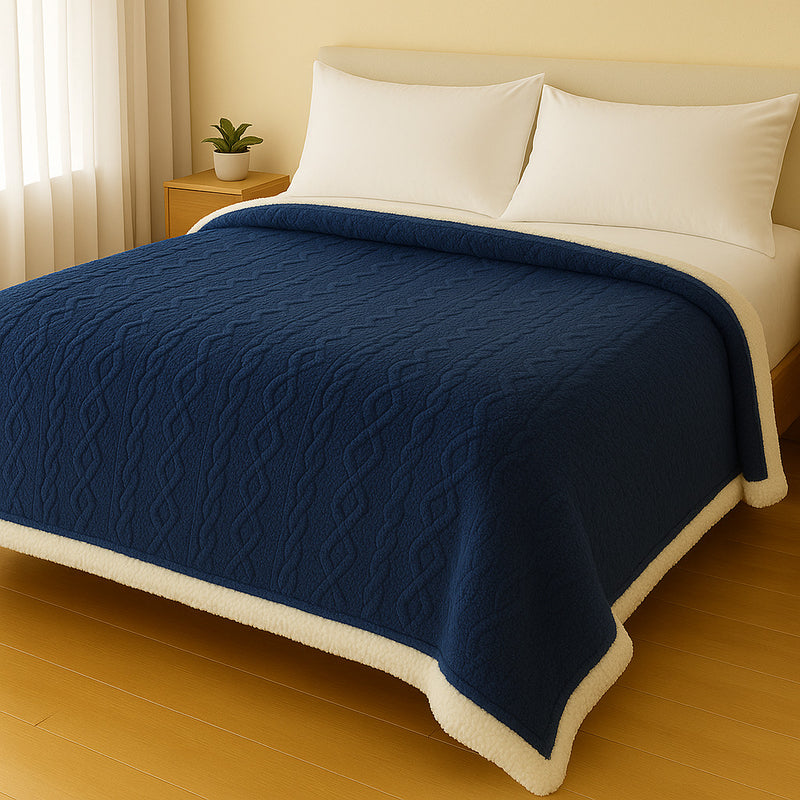 Manta Casal Canelada com Sherpa Glamour 2,20 x 1,90 – Super Macia e Aconchegante