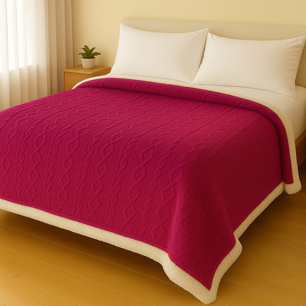 Manta Casal Canelada com Sherpa Glamour 2,20 x 1,90 – Super Macia e Aconchegante