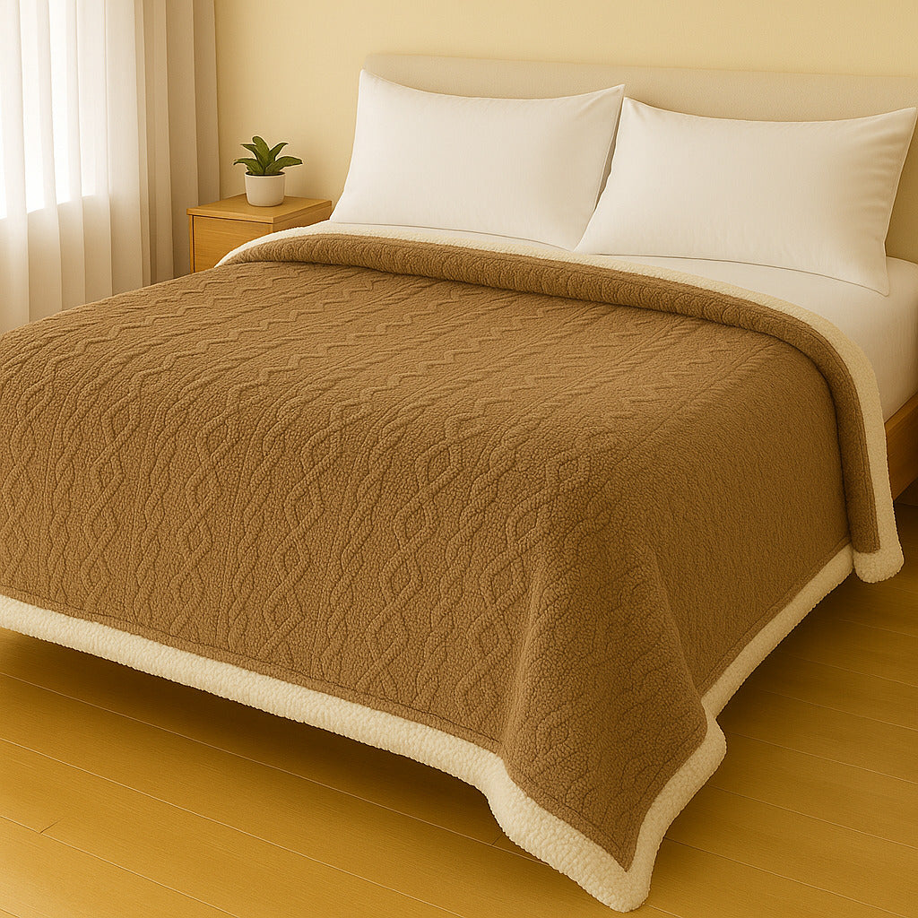 Manta Casal Canelada com Sherpa Glamour 2,20 x 1,90 – Super Macia e Aconchegante