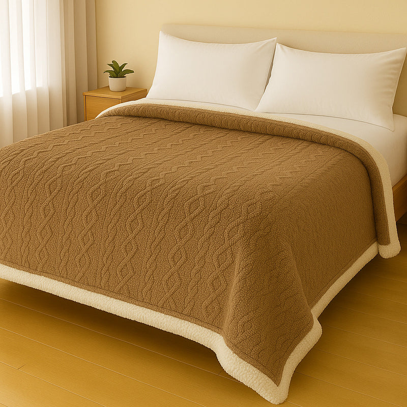 Manta Casal Canelada com Sherpa Glamour 2,20 x 1,90 – Super Macia e Aconchegante