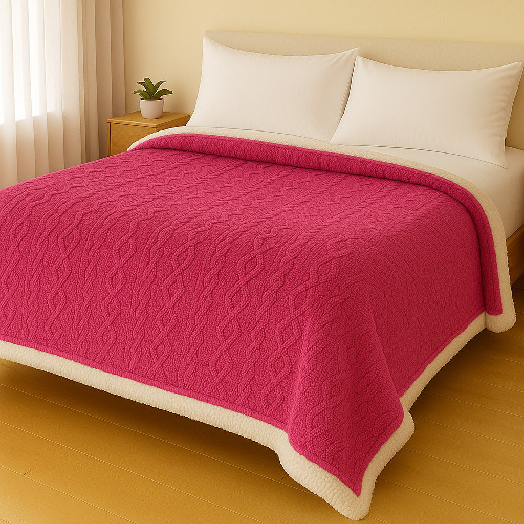 Manta Casal Canelada com Sherpa Glamour 2,20 x 1,90 – Super Macia e Aconchegante