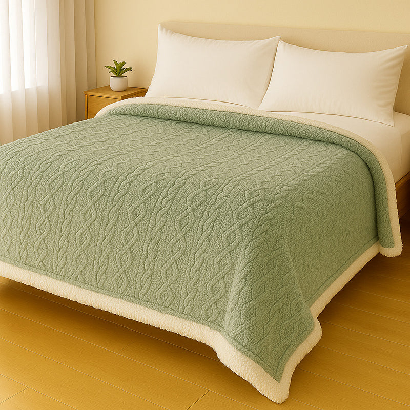 Manta Casal Canelada com Sherpa Glamour 2,20 x 1,90 – Super Macia e Aconchegante