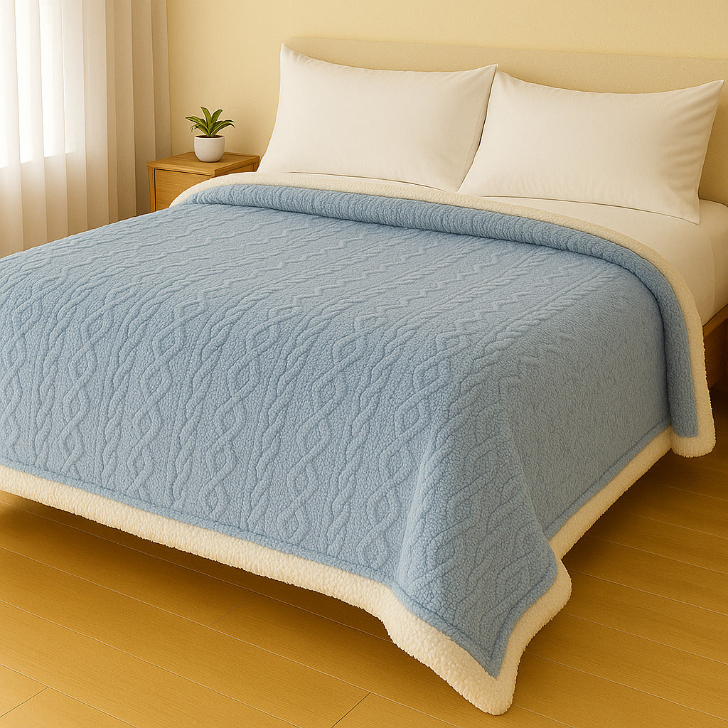 Manta Casal Canelada com Sherpa Glamour 2,20 x 1,90 – Super Macia e Aconchegante