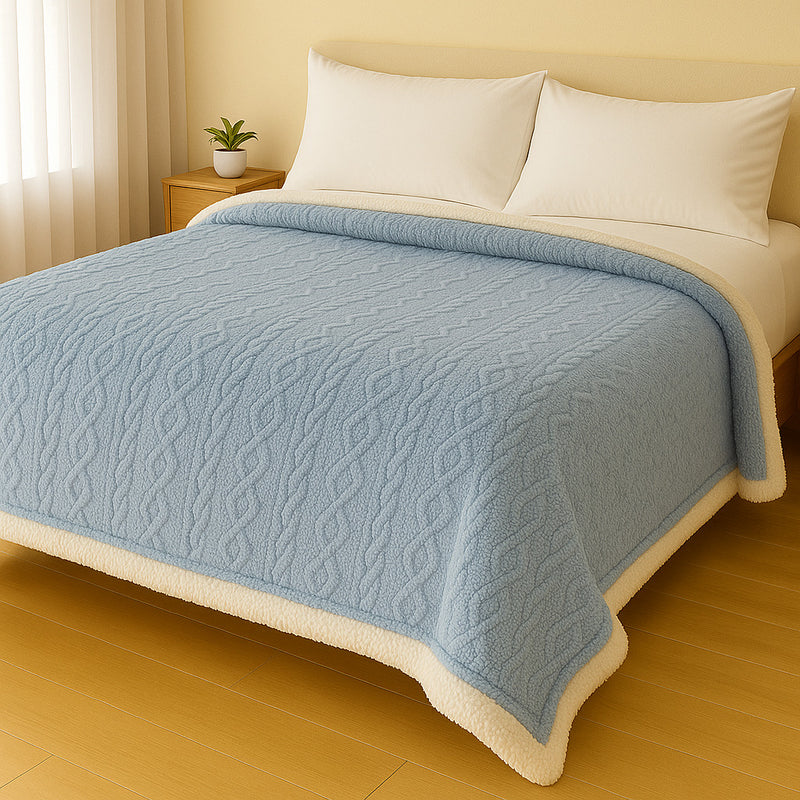 Manta Casal Canelada com Sherpa Glamour 2,20 x 1,90 – Super Macia e Aconchegante