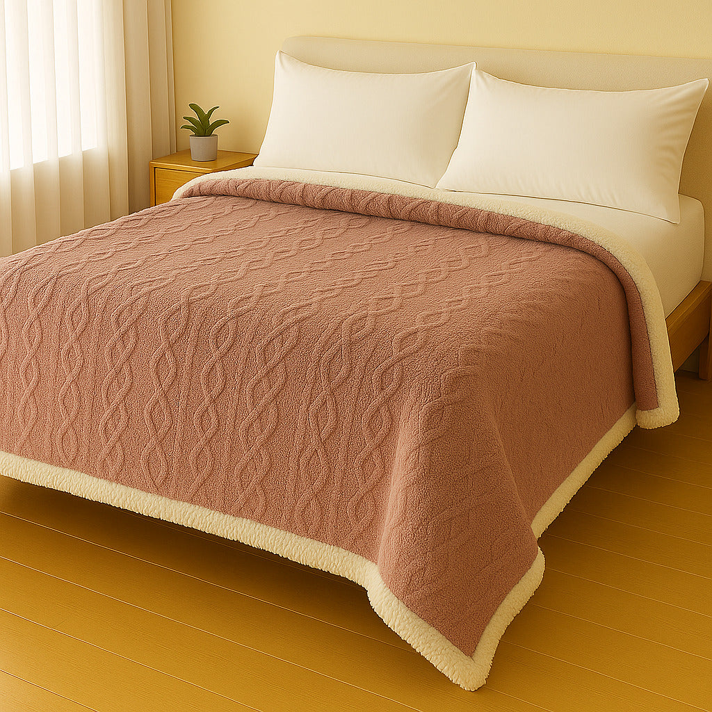 Manta Casal Canelada com Sherpa Glamour 2,20 x 1,90 – Super Macia e Aconchegante