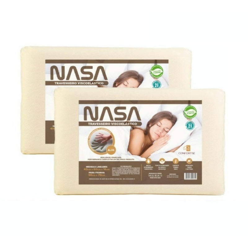 Kit 2 Travesseiros Nasa Ortopédico Antialérgico