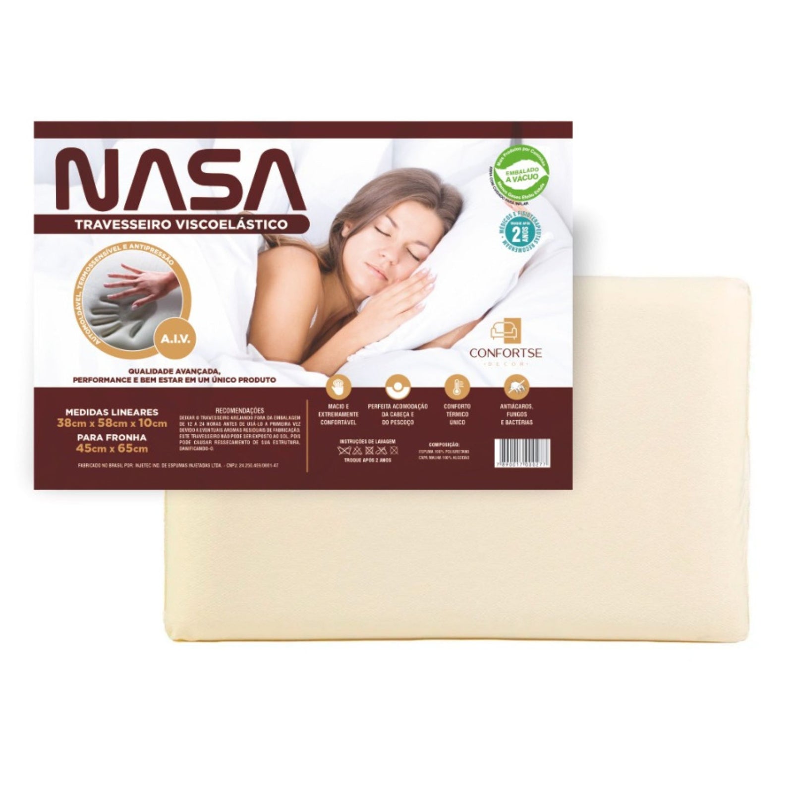 Travesseiro Nasa Ortopédico Antialérgico