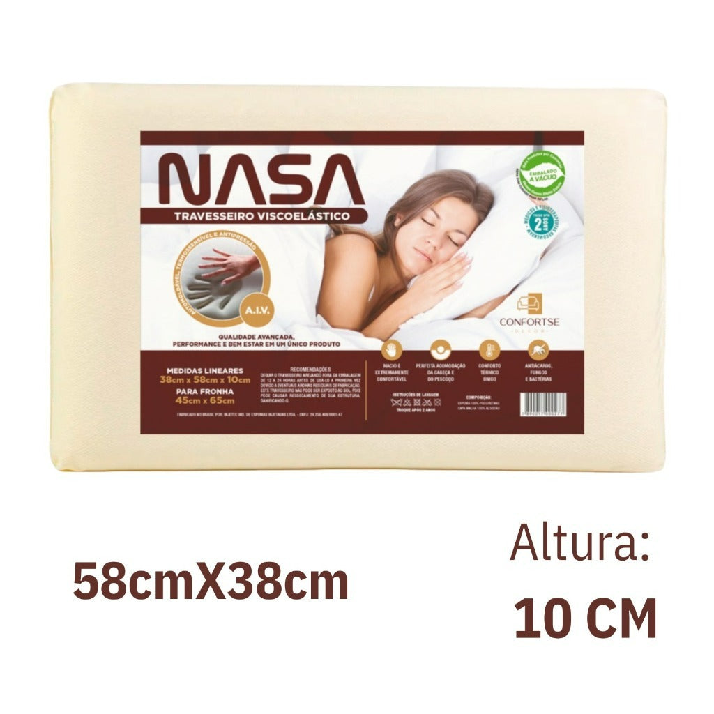 Kit 2 Travesseiros Nasa Ortopédico Antialérgico