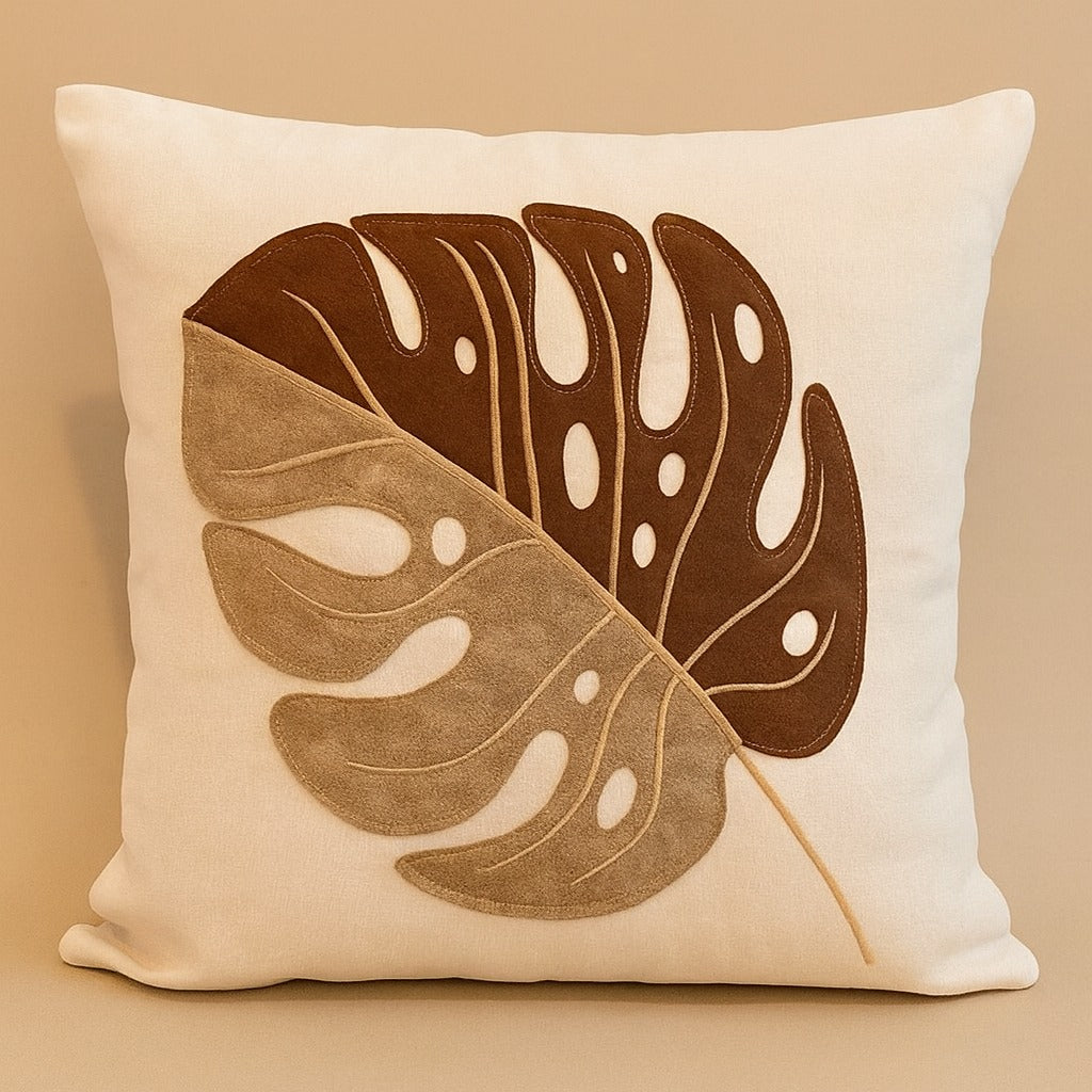 Kit 5 Almofadas para Sofá Decorativas 45x45 em Linho e Couro Sintético – Boho Terracota