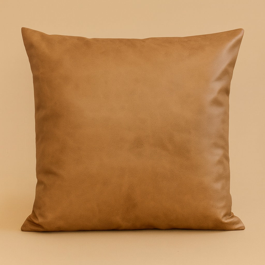 Kit 5 Almofadas para Sofá Decorativas 45x45 em Linho e Couro Sintético – Boho Terracota