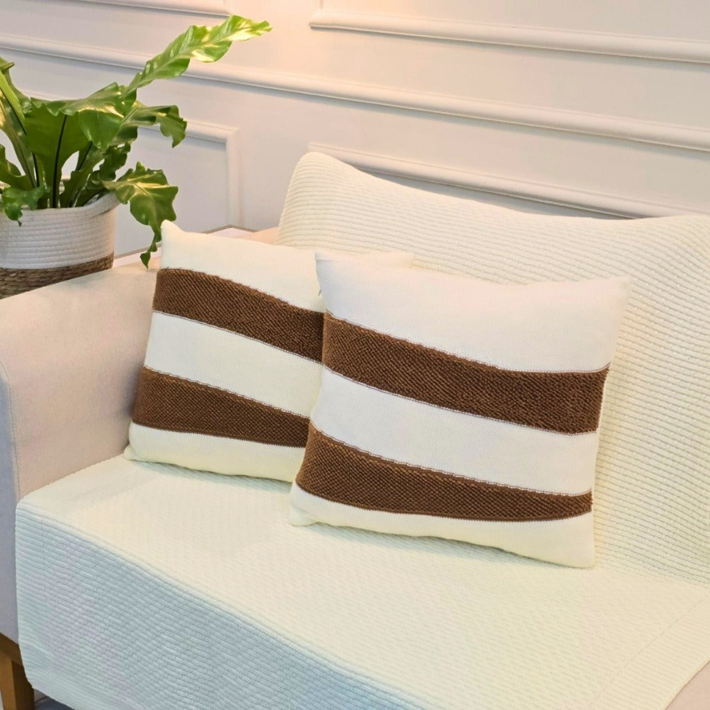 Kit Manta de Tricot Sofá Poltrona 150x100cm Decorativa de Alto Padrão com 2 Capas de Almofadas 45x45cm