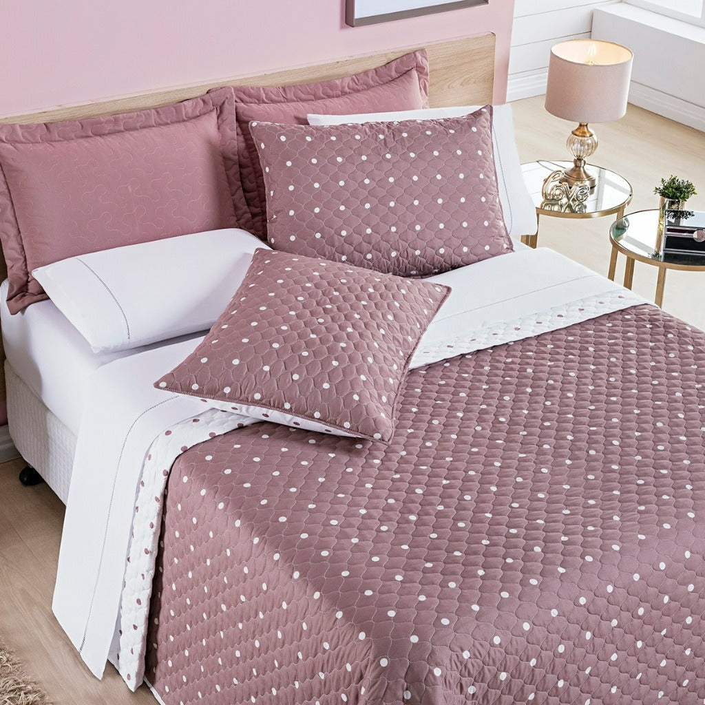 Kit Cobre Leito Petit Poá 3 Peças Casal / Queen / King – Colcha Matelada Dupla Face Micropercal 200 Fios