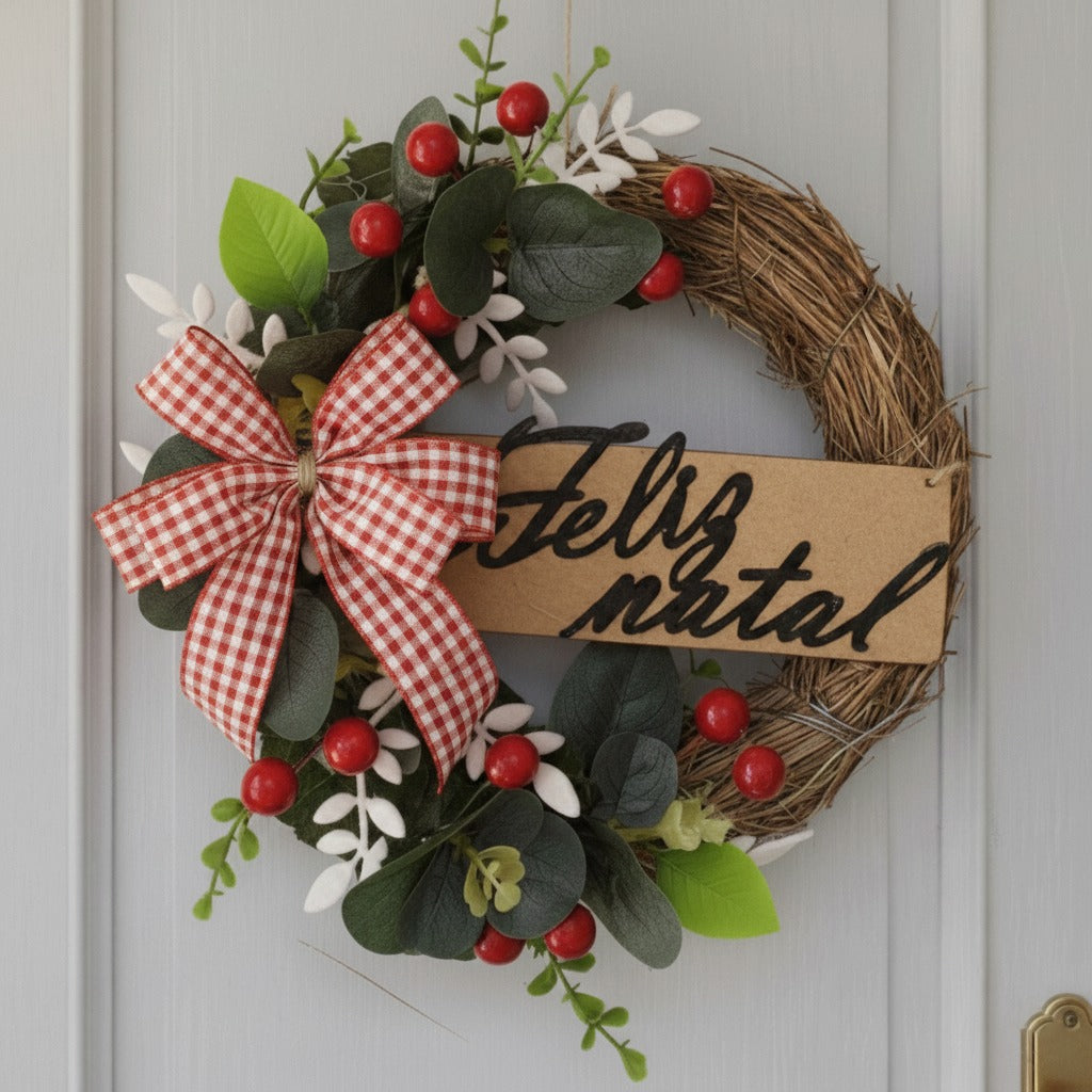 Guirlanda de Natal 30cm Porta de Entrada Luxo Decorada