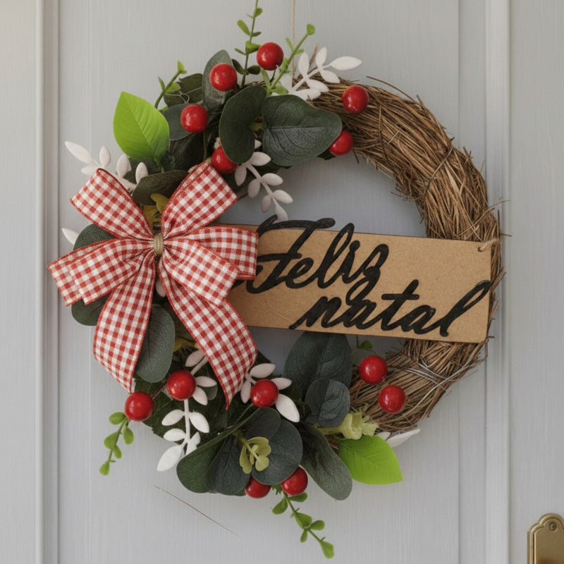 Guirlanda de Natal 30cm Porta de Entrada Luxo Decorada